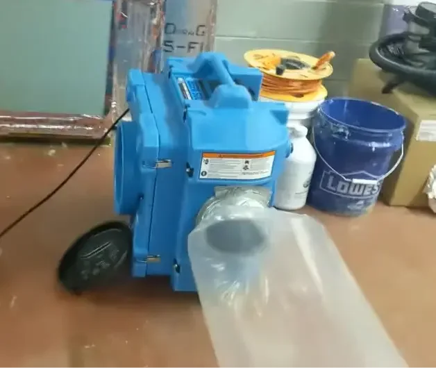 HEPA negative air containment setup on a project