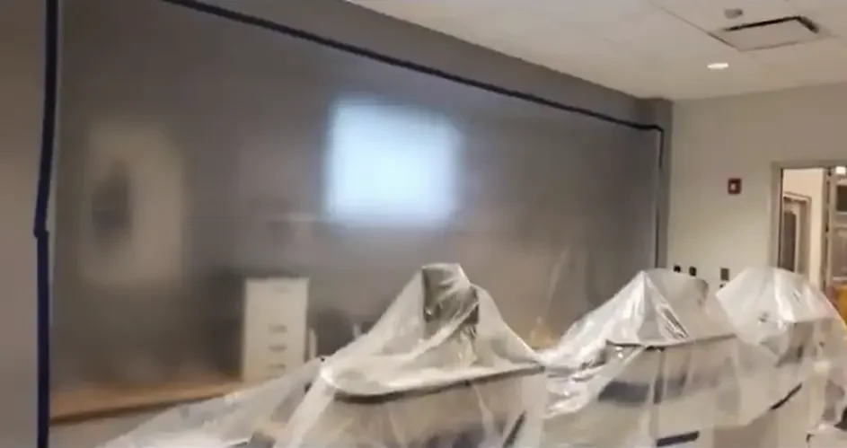 Air containment setup on a commercial project